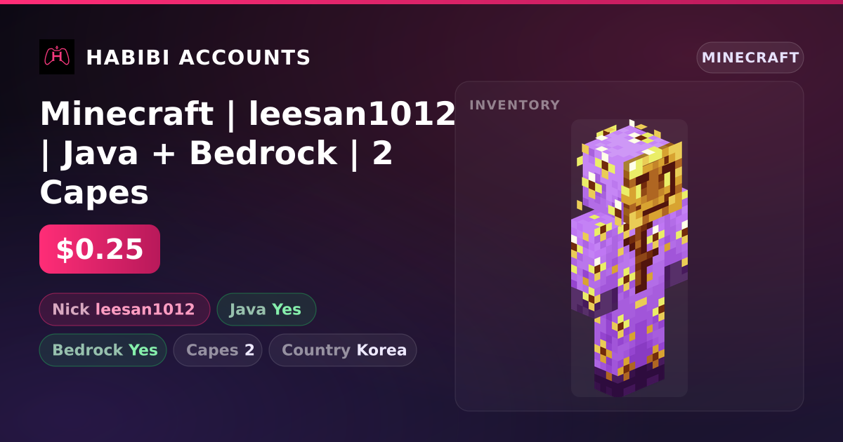 Minecraft | leesan1012 | Java + Bedrock | 2 Capes — HabibiAccounts