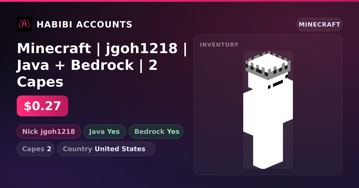Minecraft | jgoh1218 | Java + Bedrock | 2 Capes — HabibiAccounts
