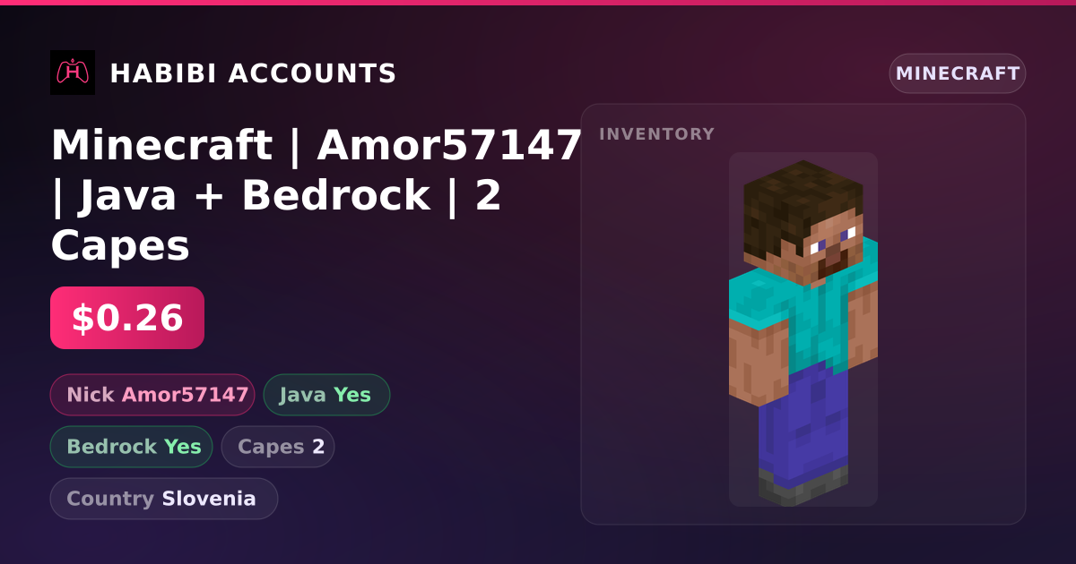 Minecraft | Amor57147 | Java + Bedrock | 2 Capes — HabibiAccounts