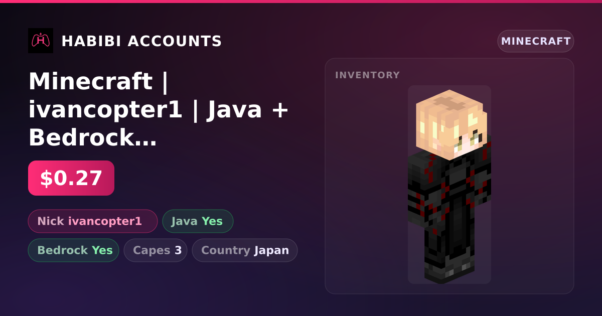 Minecraft | ivancopter1 | Java + Bedrock | 3 Capes — HabibiAccounts