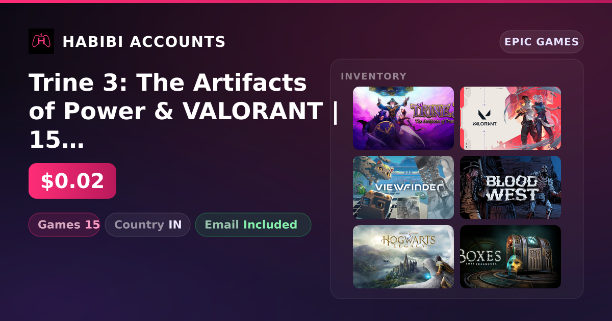 Trine 3: The Artifacts of Power & VALORANT | 15 Games — HabibiAccounts