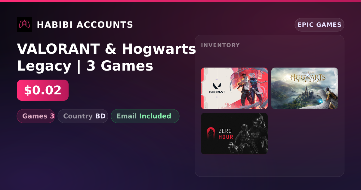 VALORANT & Hogwarts Legacy | 3 Games — HabibiAccounts