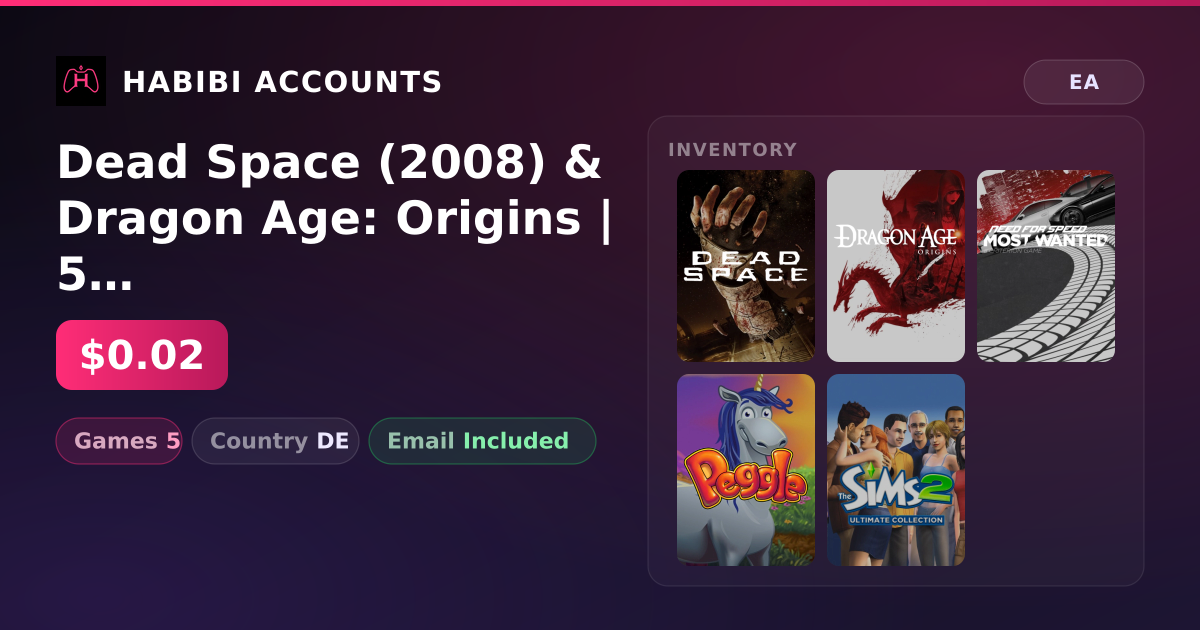 Dead Space (2008) & Dragon Age: Origins | 5 Games — HabibiAccounts