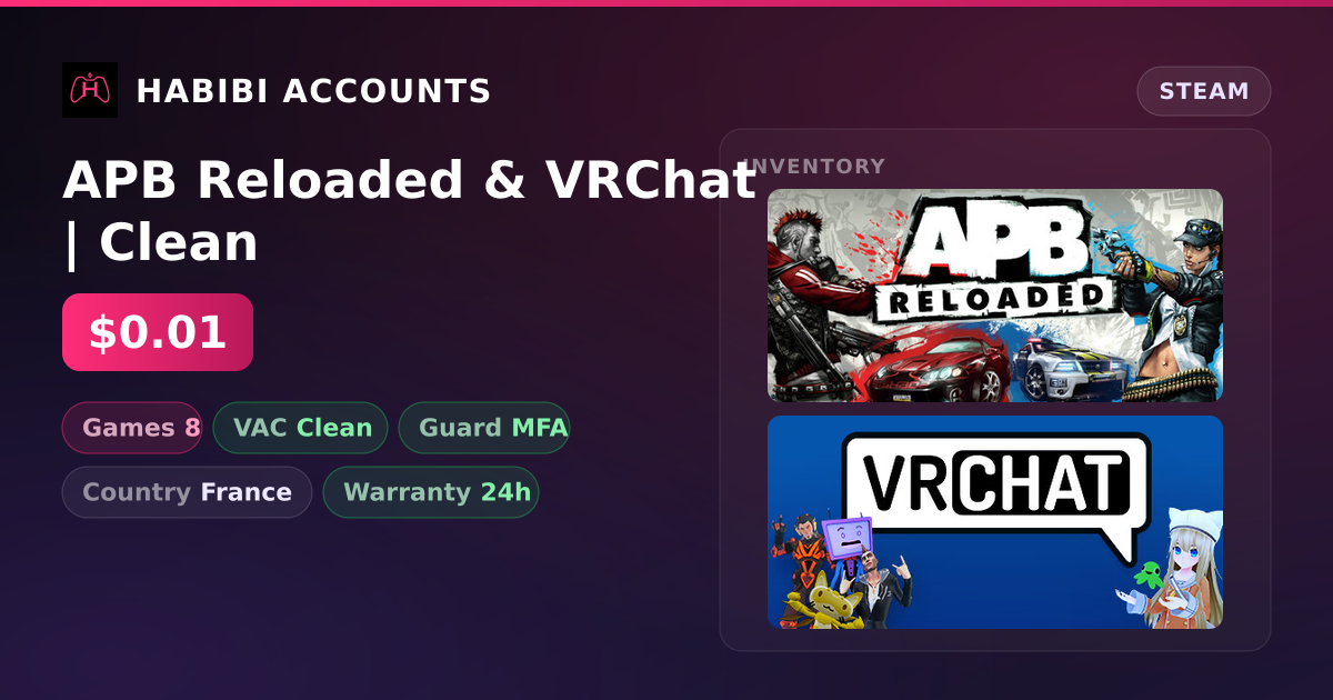 APB Reloaded & VRChat | Clean — HabibiAccounts