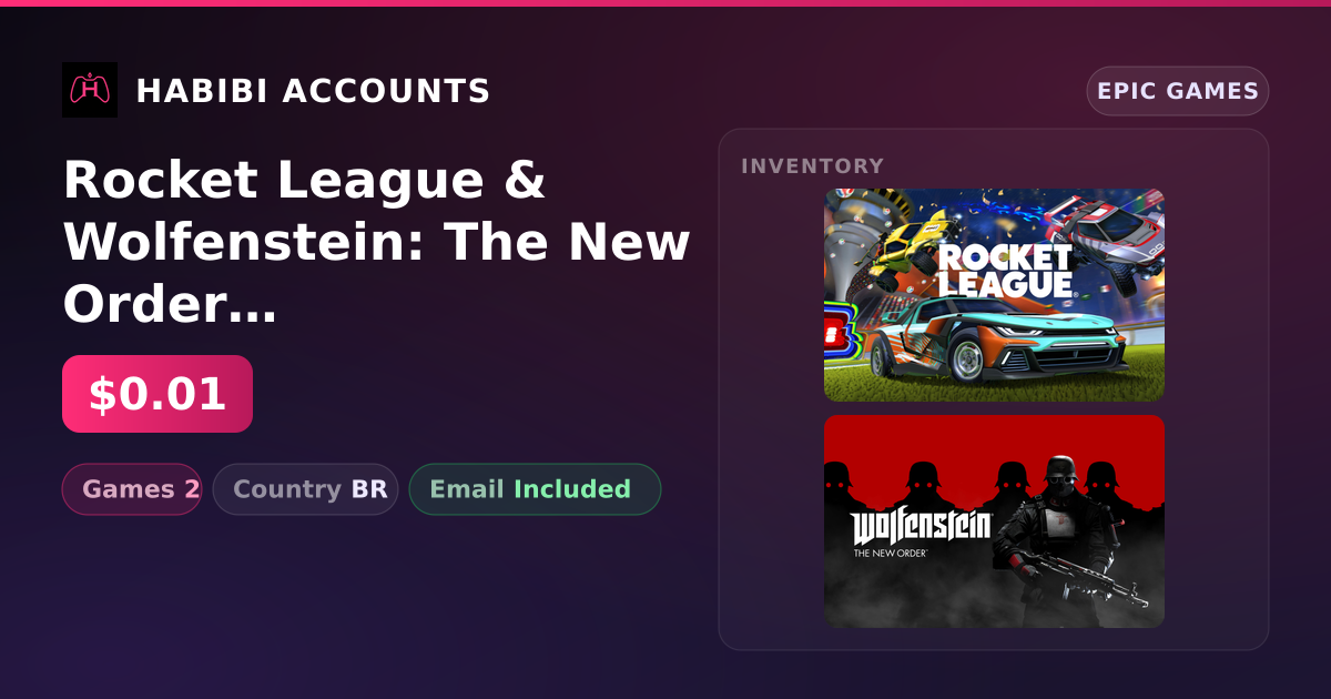 Rocket League & Wolfenstein: The New Order | 2 Games — HabibiAccounts