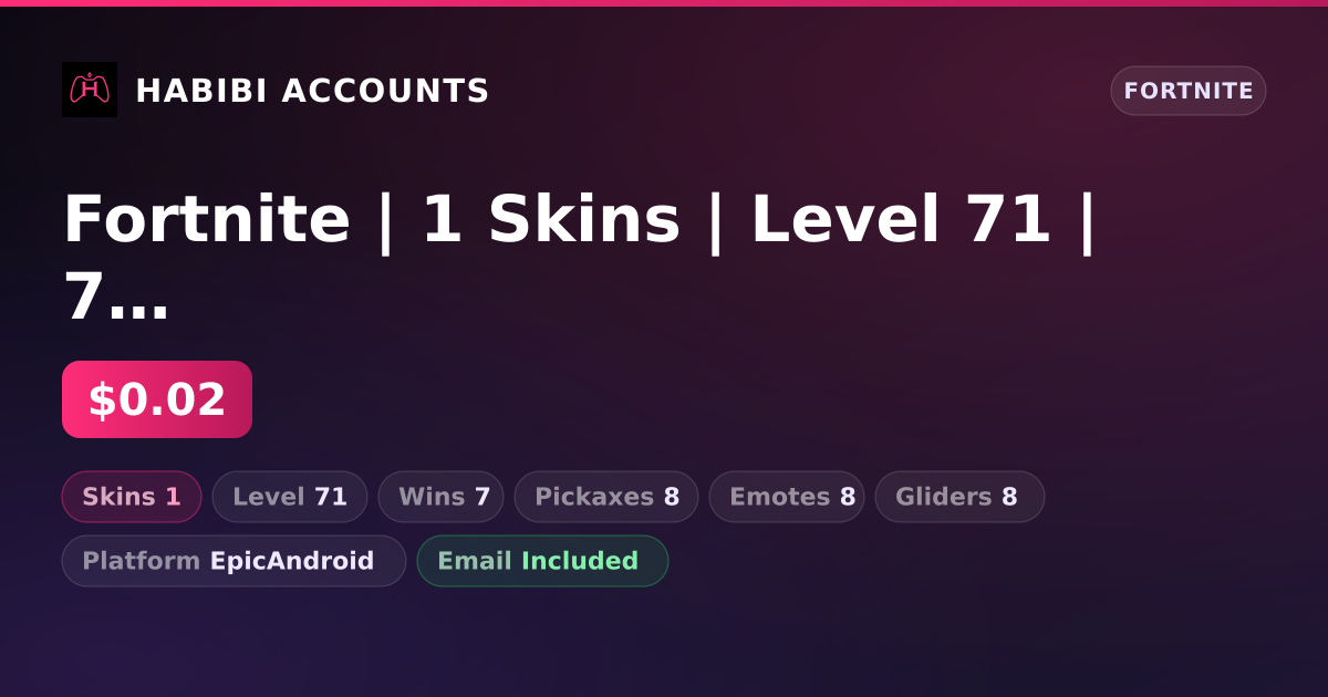 Fortnite | 1 Skins | Level 71 | 7 Wins — HabibiAccounts