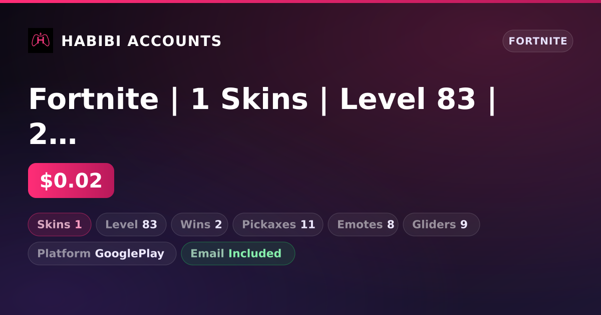 Fortnite | 1 Skins | Level 83 | 2 Wins — HabibiAccounts