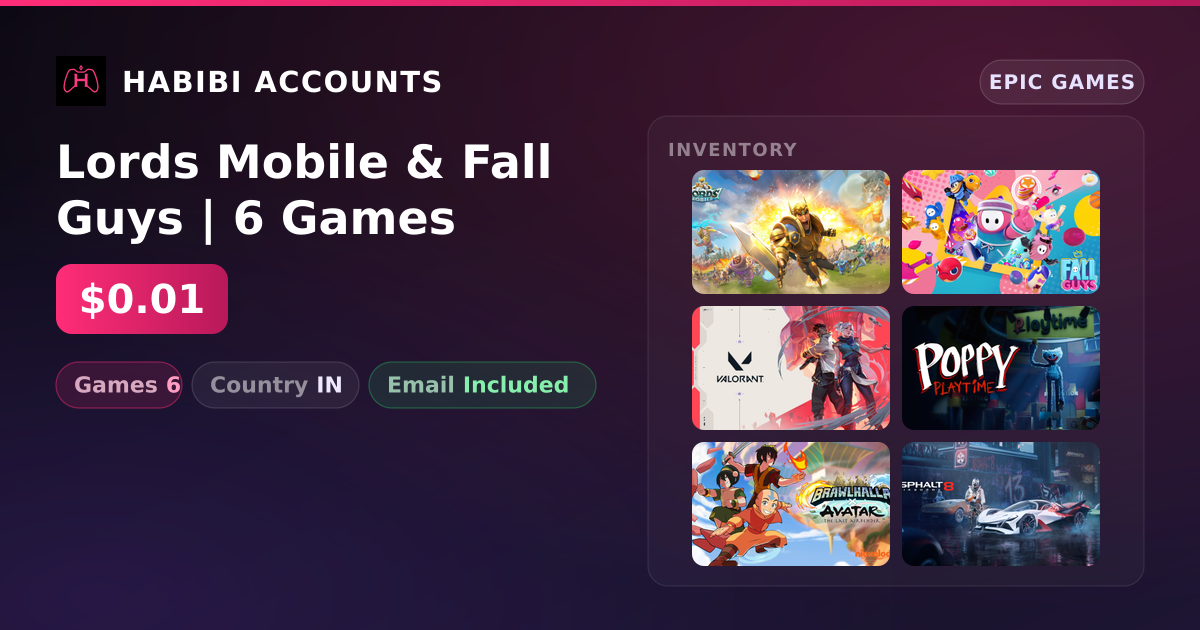 Lords Mobile & Fall Guys | 6 Games — HabibiAccounts