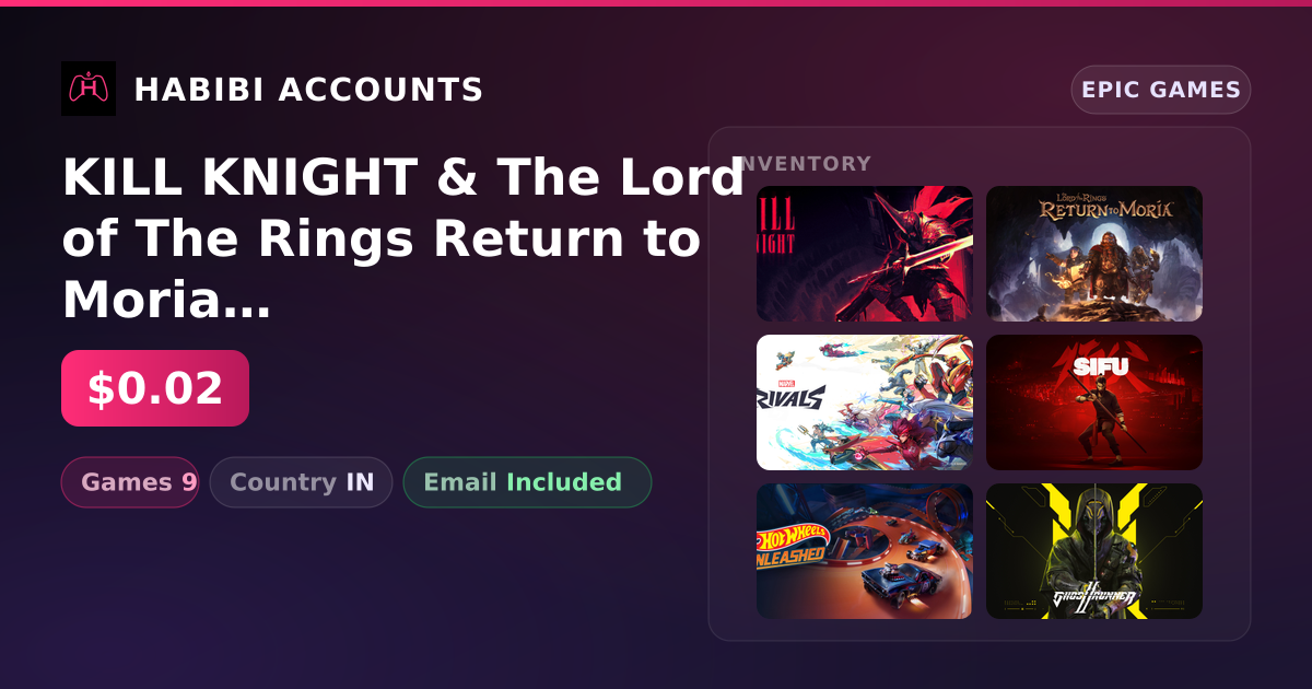 KILL KNIGHT & The Lord of The Rings Return to Moria | 9 Games — HabibiAccounts