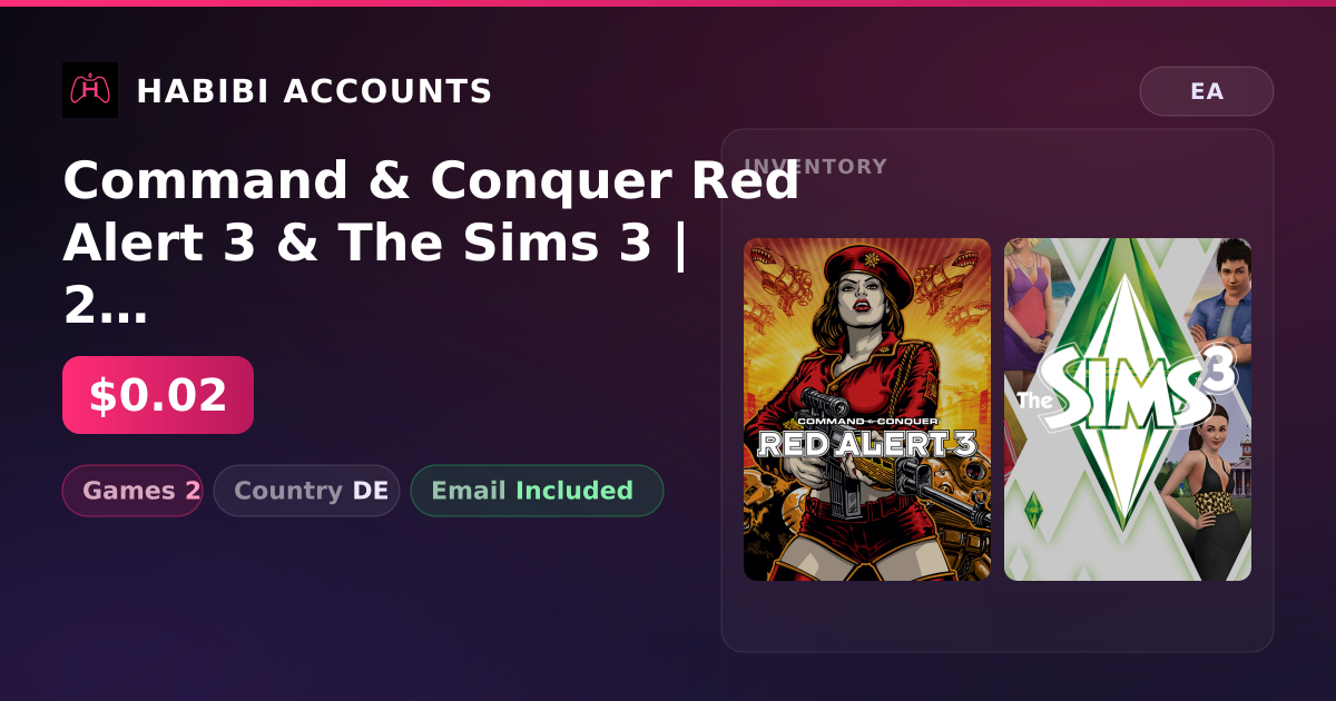 Command & Conquer Red Alert 3 & The Sims 3 | 2 Games — HabibiAccounts