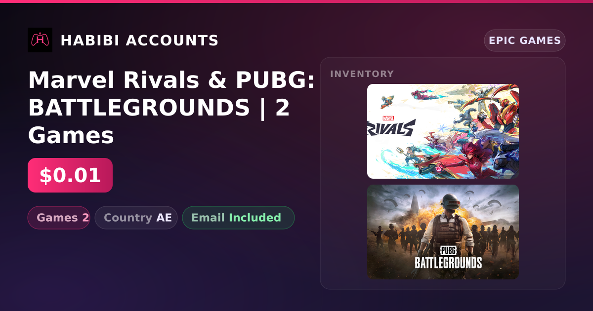 Marvel Rivals & PUBG: BATTLEGROUNDS | 2 Games — HabibiAccounts