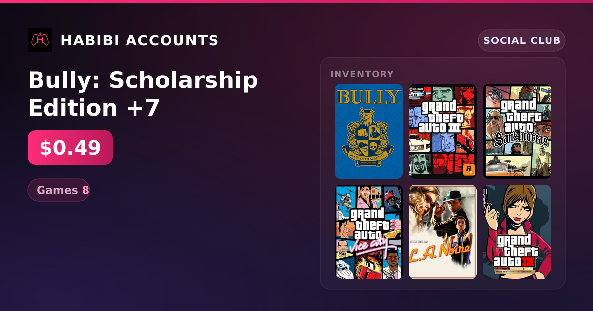 Bully: Scholarship Edition +7 — HabibiAccounts