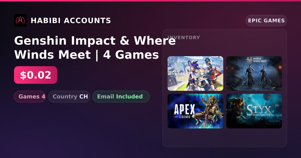 Genshin Impact & Where Winds Meet | 4 Games — HabibiAccounts