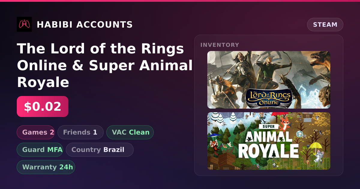 The Lord of the Rings Online & Super Animal Royale — HabibiAccounts