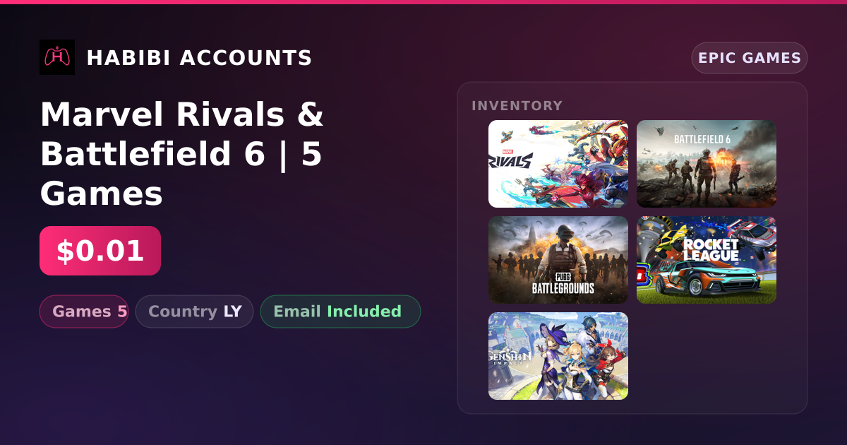 Marvel Rivals & Battlefield 6 | 5 Games — HabibiAccounts