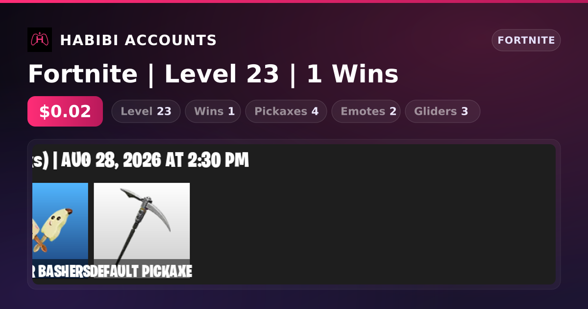 Fortnite | Level 23 | 1 Wins — HabibiAccounts