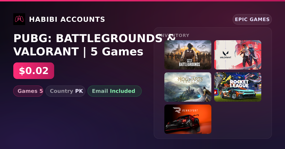 PUBG: BATTLEGROUNDS & VALORANT | 5 Games — HabibiAccounts