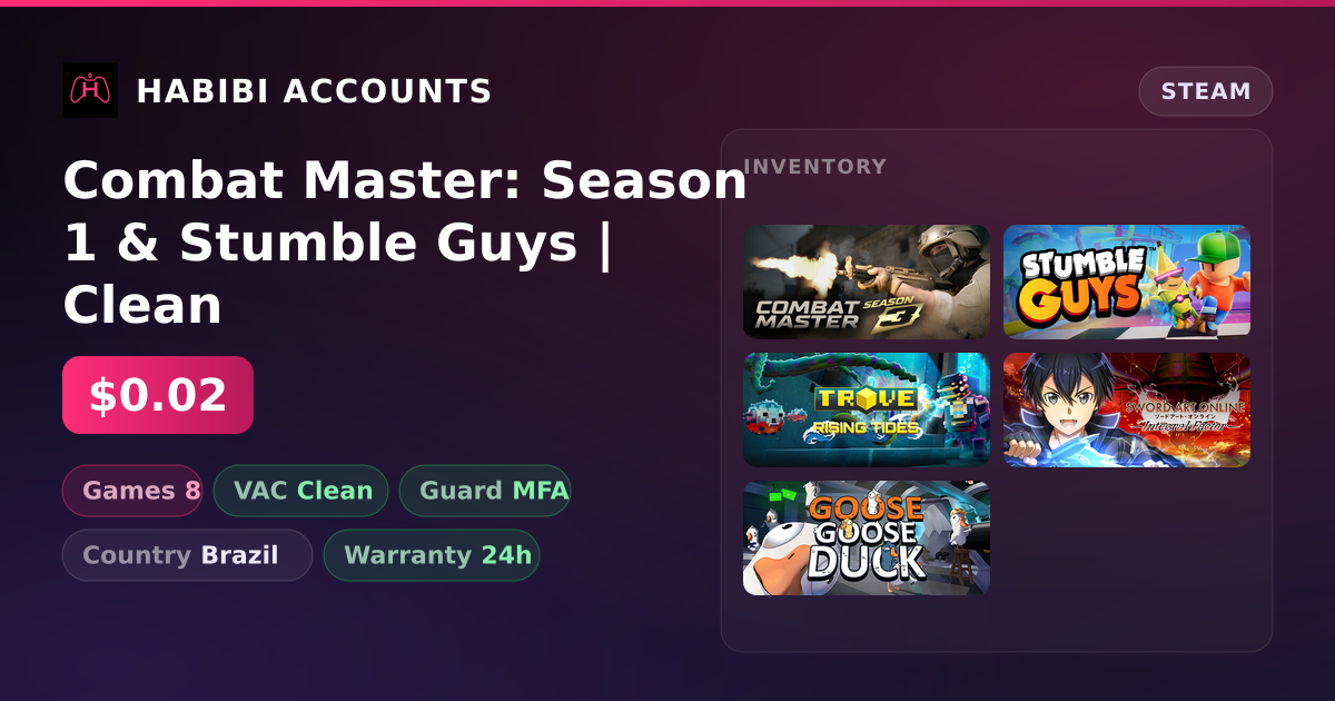 Combat Master: Season 1 & Stumble Guys | Clean — HabibiAccounts