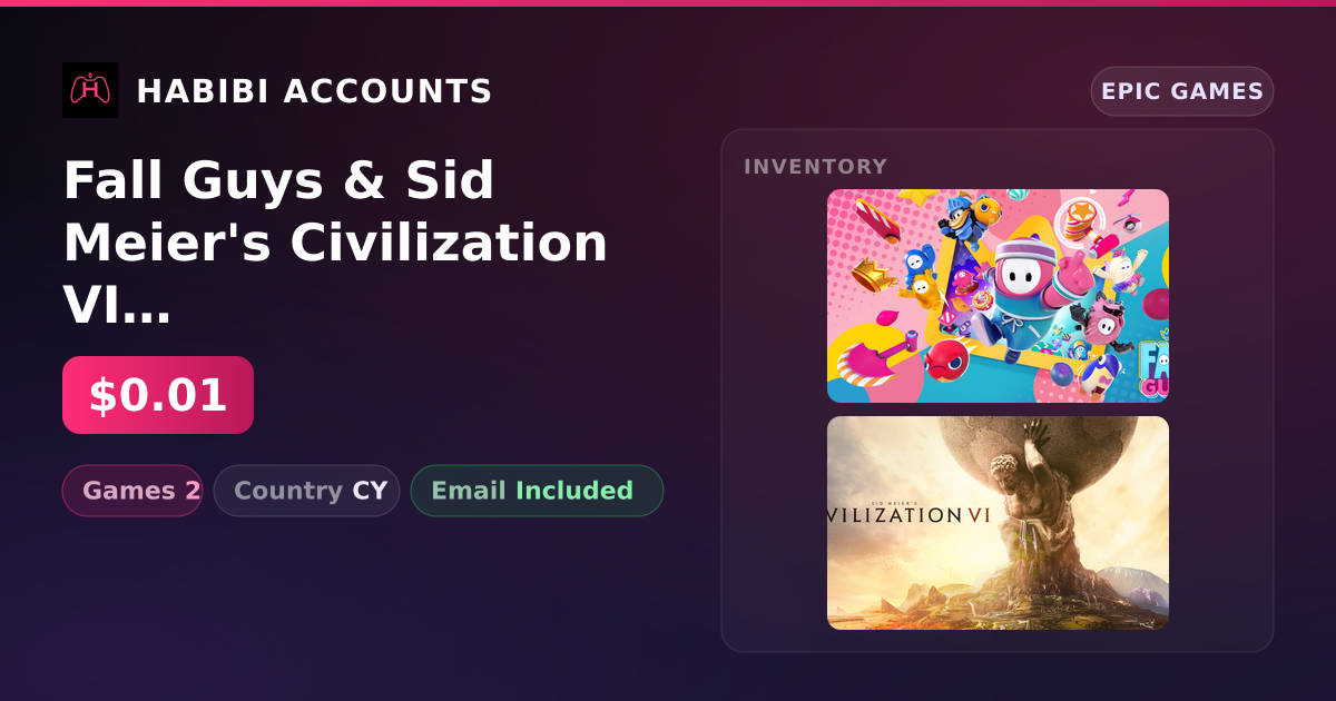 Fall Guys & Sid Meier's Civilization VI | 2 Games — HabibiAccounts