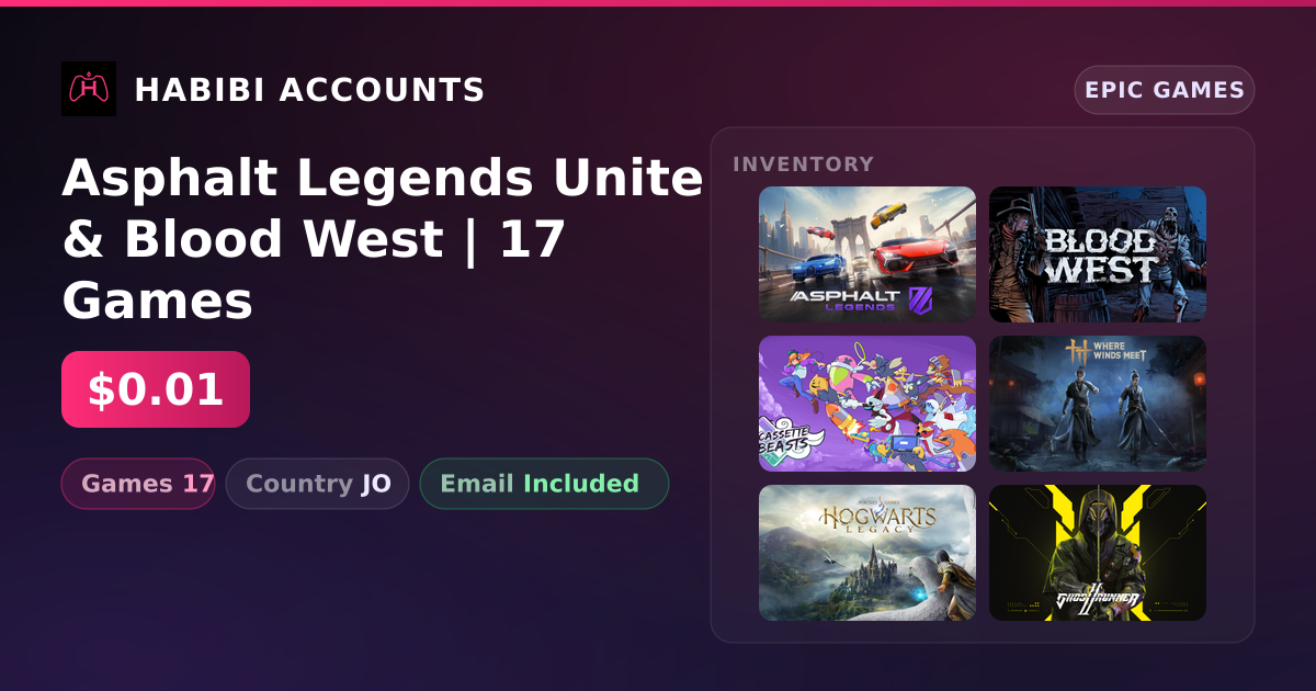 Asphalt Legends Unite & Blood West | 17 Games — HabibiAccounts