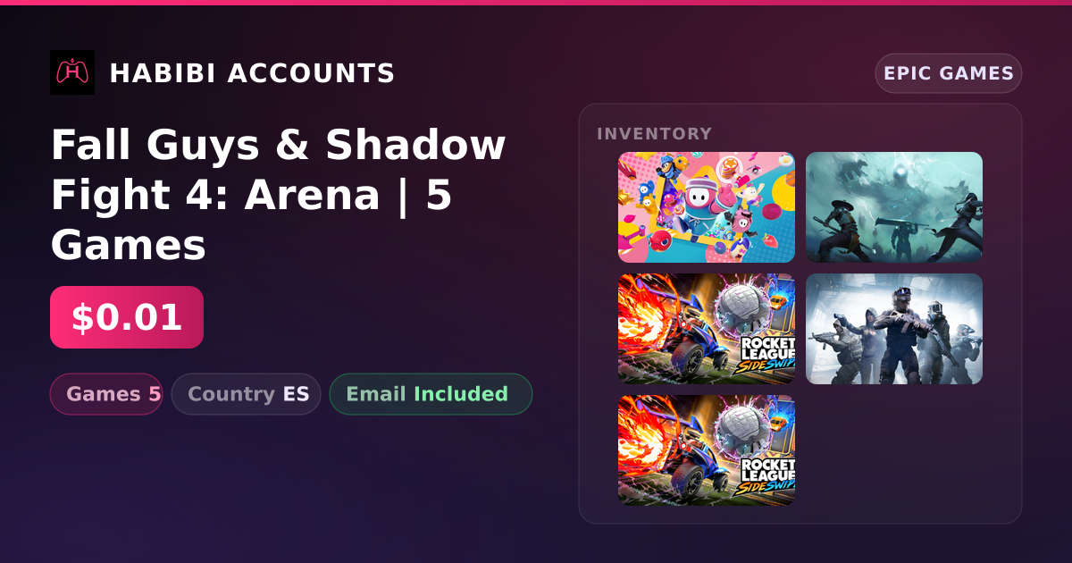 Fall Guys & Shadow Fight 4: Arena | 5 Games — HabibiAccounts