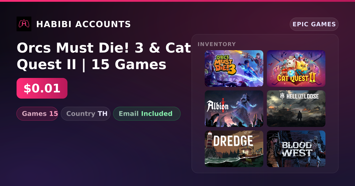 Orcs Must Die! 3 & Cat Quest II | 15 Games — HabibiAccounts