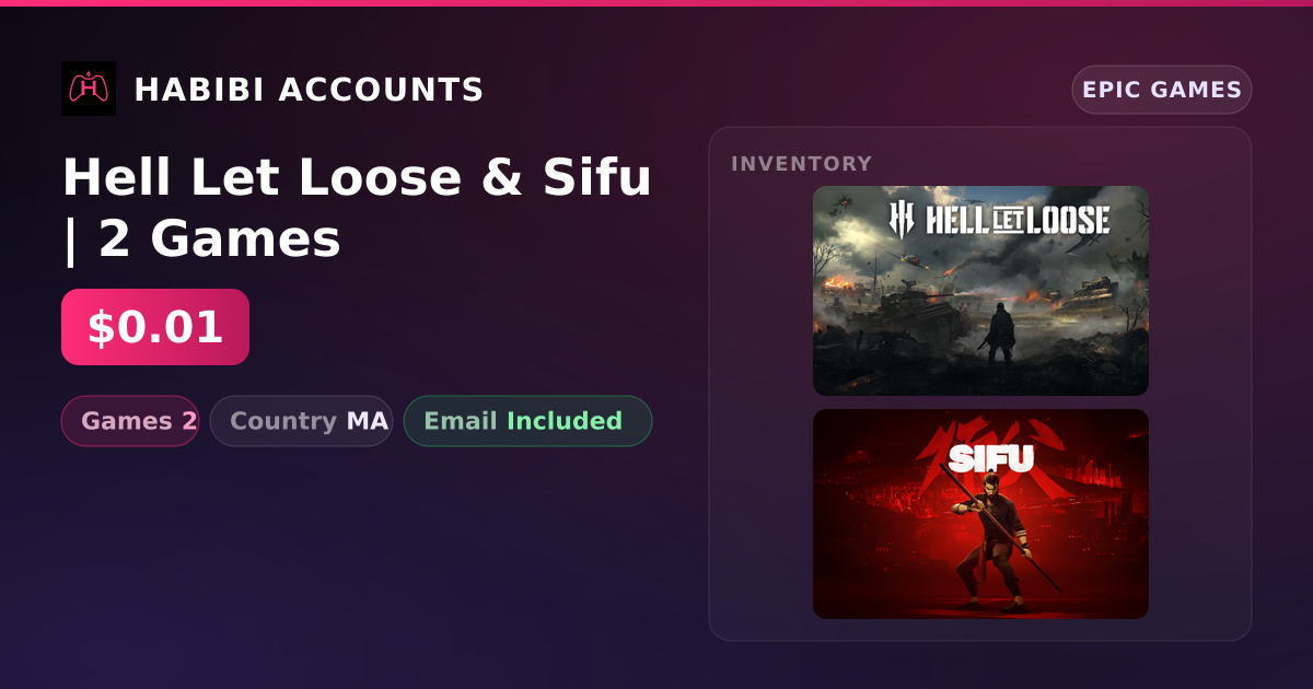 Hell Let Loose & Sifu | 2 Games — HabibiAccounts