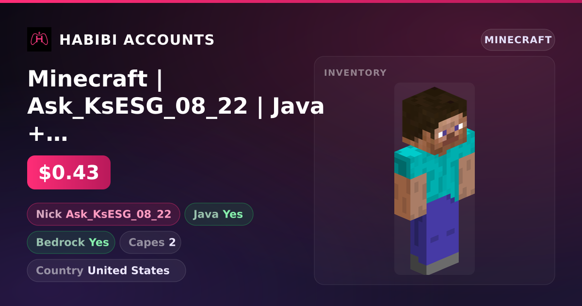 Minecraft | Ask_KsESG_08_22 | Java + Bedrock | 2 Capes — HabibiAccounts