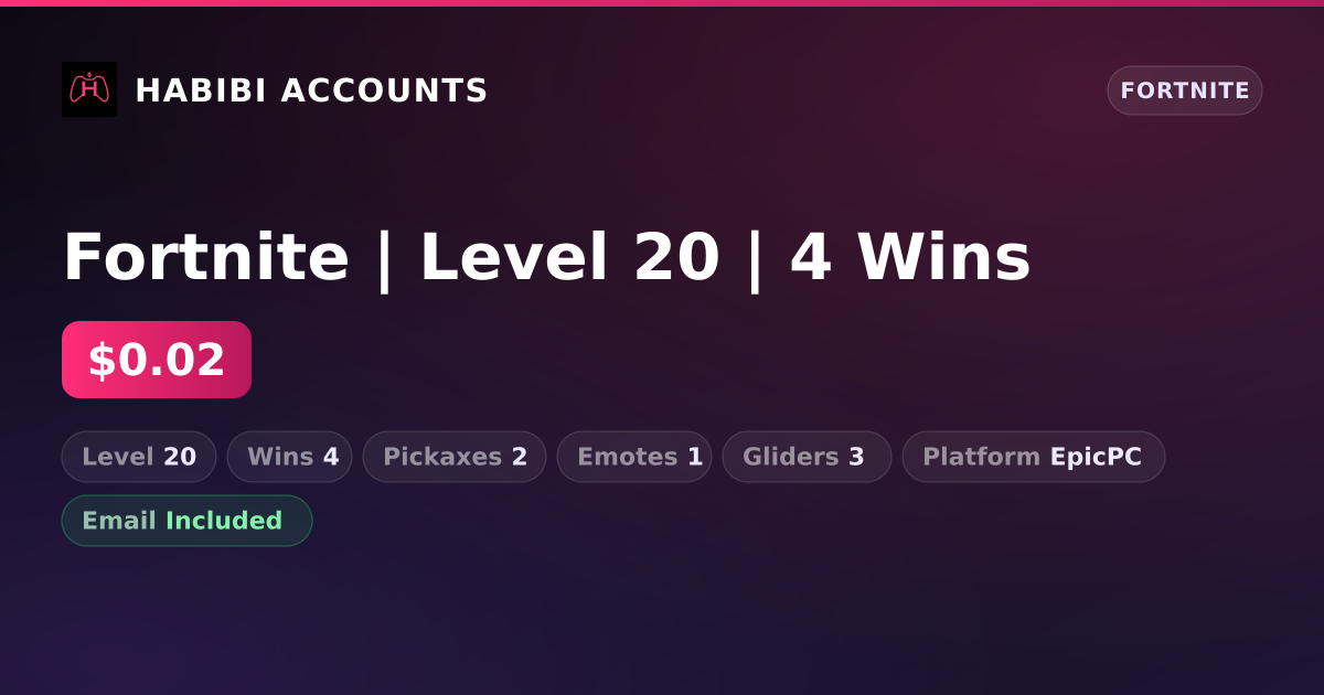 Fortnite | Level 20 | 4 Wins — HabibiAccounts