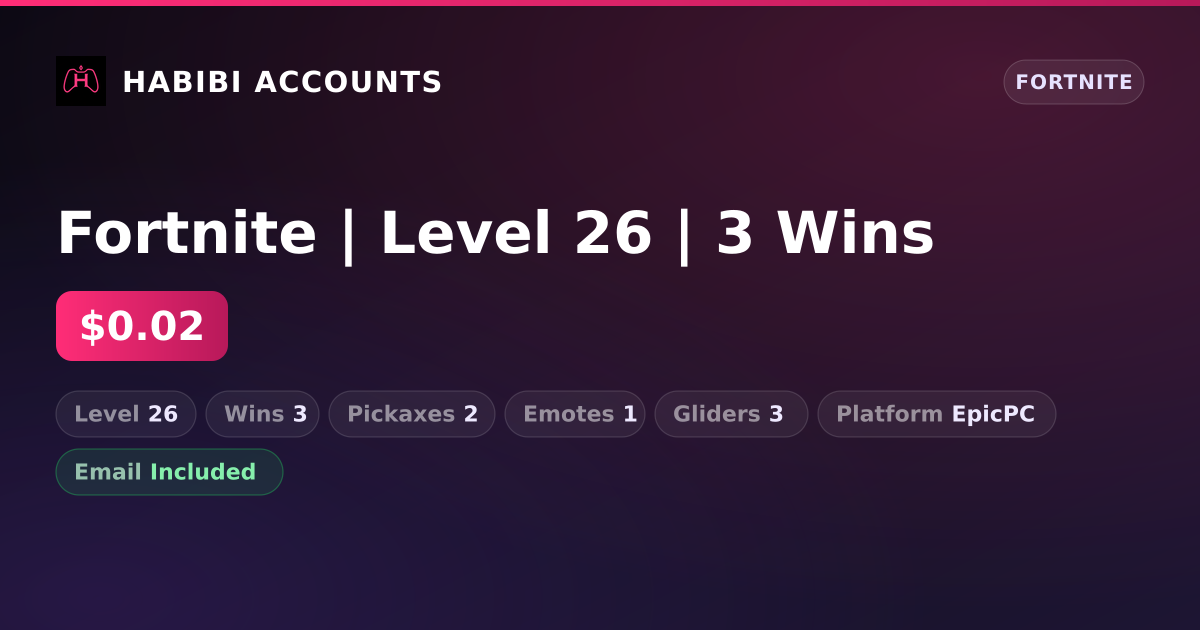 Fortnite | Level 26 | 3 Wins — HabibiAccounts