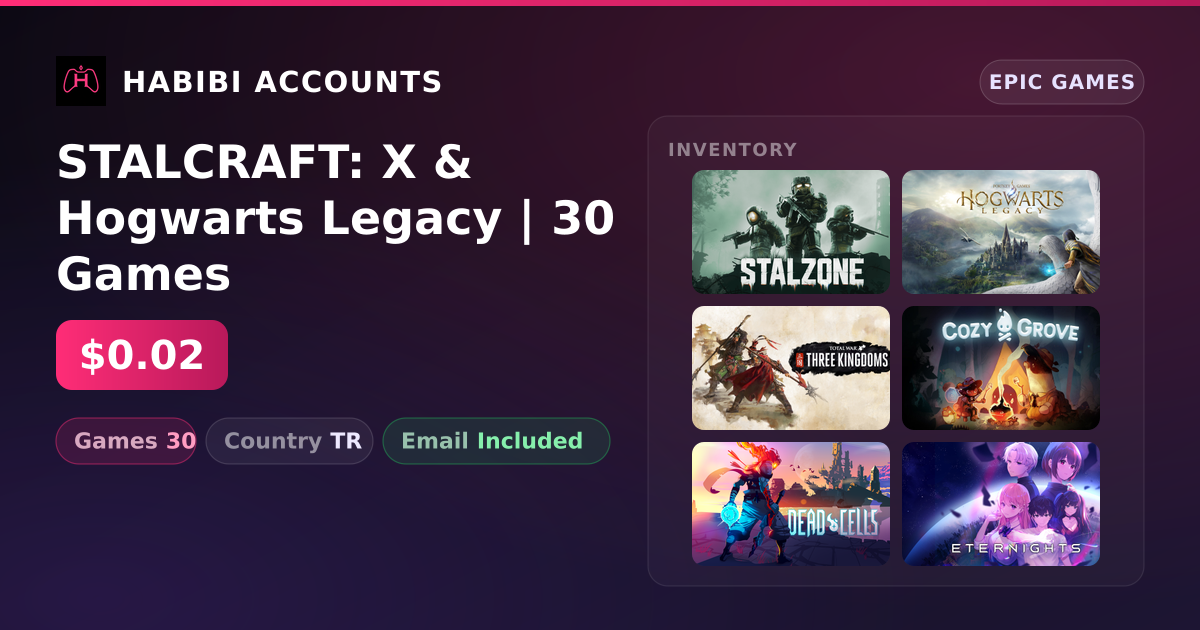 STALCRAFT: X & Hogwarts Legacy | 30 Games — HabibiAccounts
