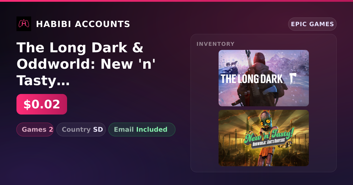 The Long Dark & Oddworld: New 'n' Tasty | 2 Games — HabibiAccounts