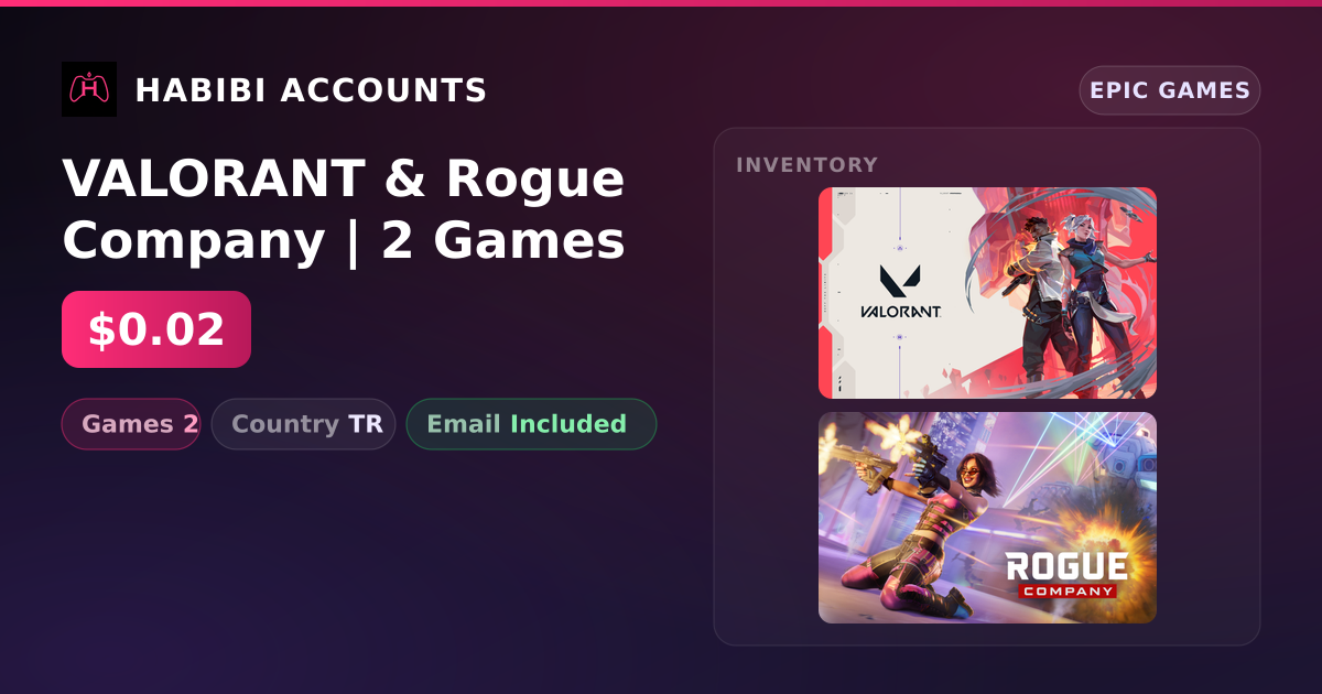 VALORANT & Rogue Company | 2 Games — HabibiAccounts