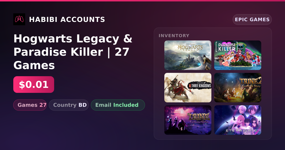 Hogwarts Legacy & Paradise Killer | 27 Games — HabibiAccounts