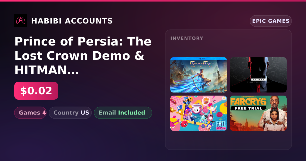 Prince of Persia: The Lost Crown Demo & HITMAN 3 | 4 Games — HabibiAccounts