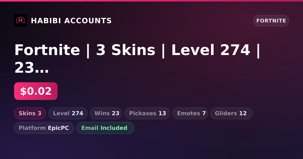 Fortnite | 3 Skins | Level 274 | 23 Wins — HabibiAccounts