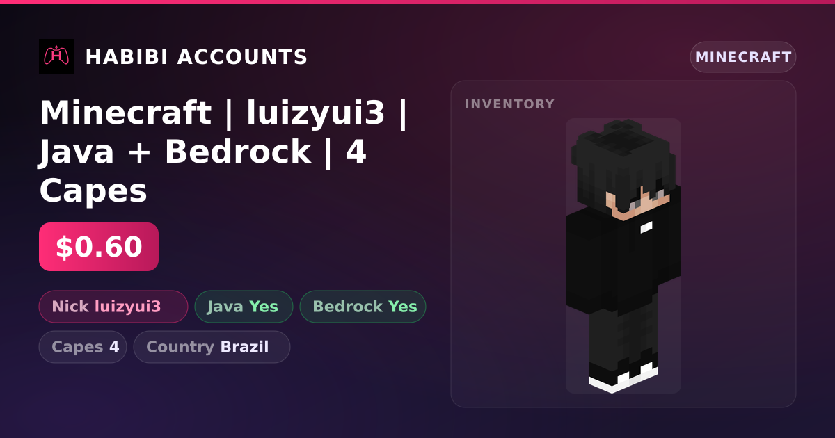 Minecraft | luizyui3 | Java + Bedrock | 4 Capes — HabibiAccounts