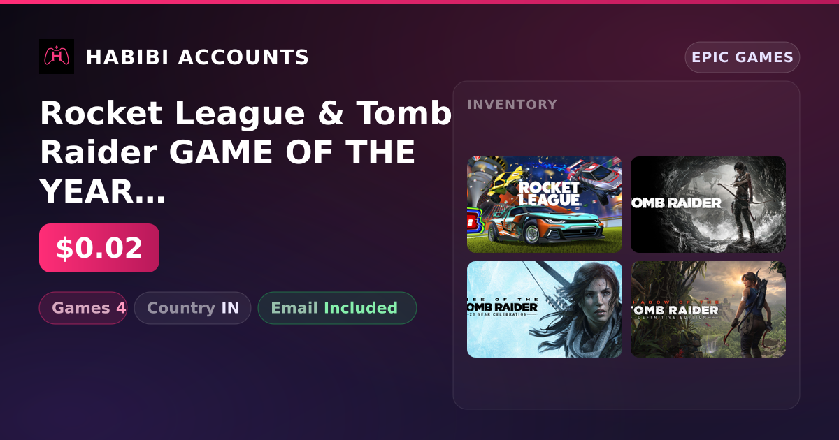 Rocket League & Tomb Raider GAME OF THE YEAR EDITION | 4 Games — HabibiAccounts