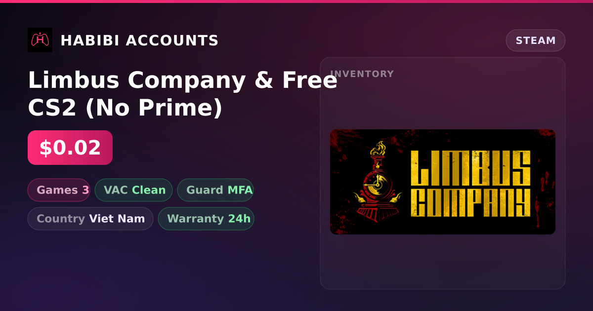 Limbus Company & Free CS2 (No Prime) — HabibiAccounts