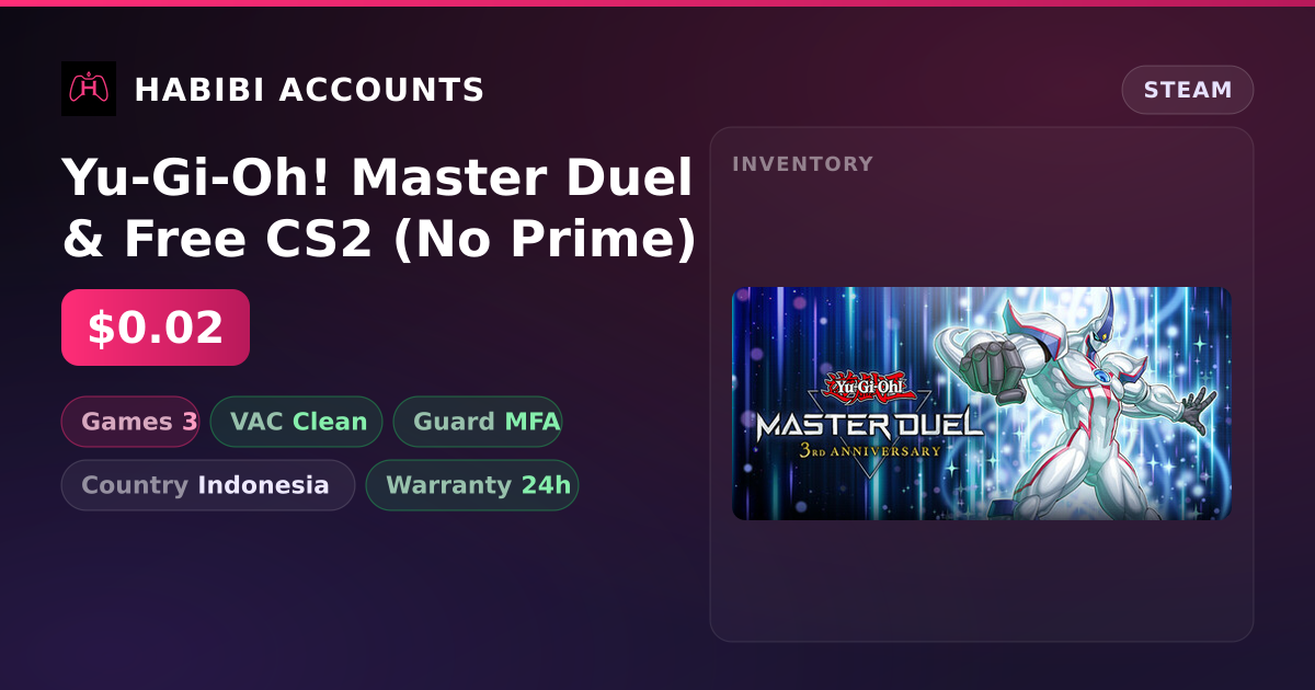 Yu-Gi-Oh! Master Duel & Free CS2 (No Prime) — HabibiAccounts