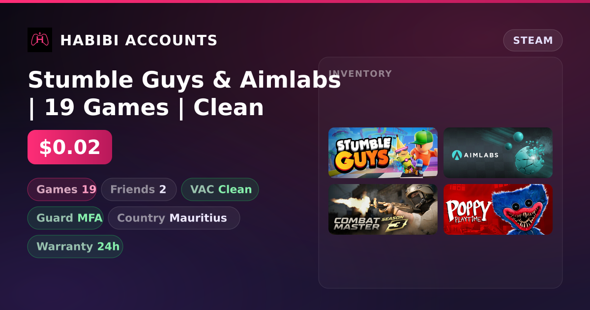Stumble Guys & Aimlabs | 19 Games | Clean — HabibiAccounts