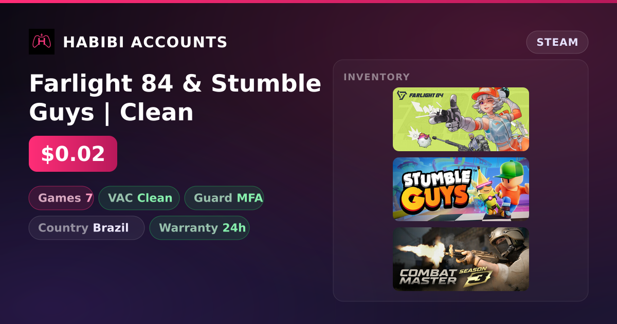 Farlight 84 & Stumble Guys | Clean — HabibiAccounts