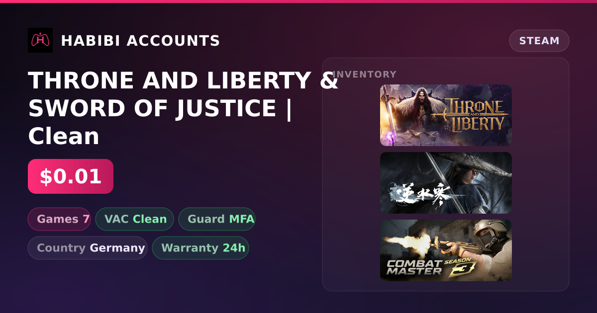 THRONE AND LIBERTY & SWORD OF JUSTICE | Clean — HabibiAccounts