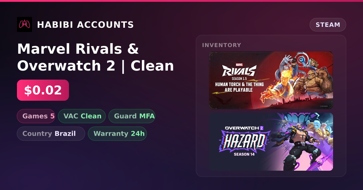 Marvel Rivals & Overwatch 2 | Clean — HabibiAccounts