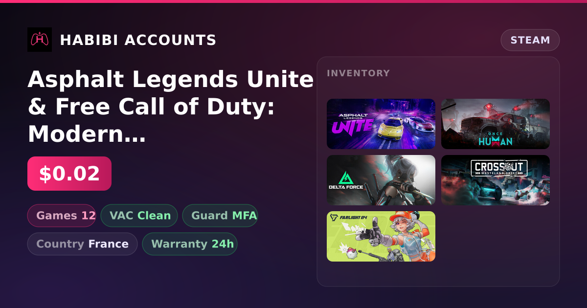 Asphalt Legends Unite & Free Call of Duty: Modern Warfare III | 12 Games | Clean — HabibiAccounts