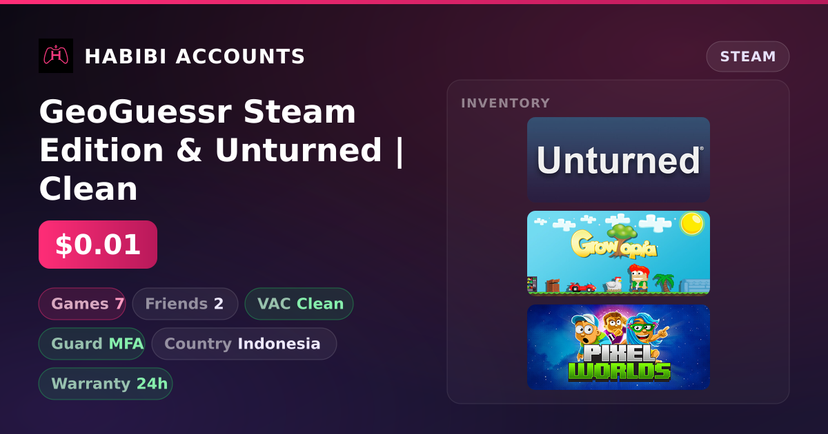 GeoGuessr Steam Edition & Unturned | Clean — HabibiAccounts