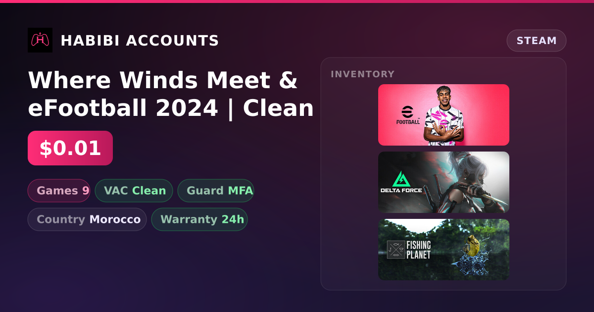 Where Winds Meet & eFootball 2024 | Clean — HabibiAccounts