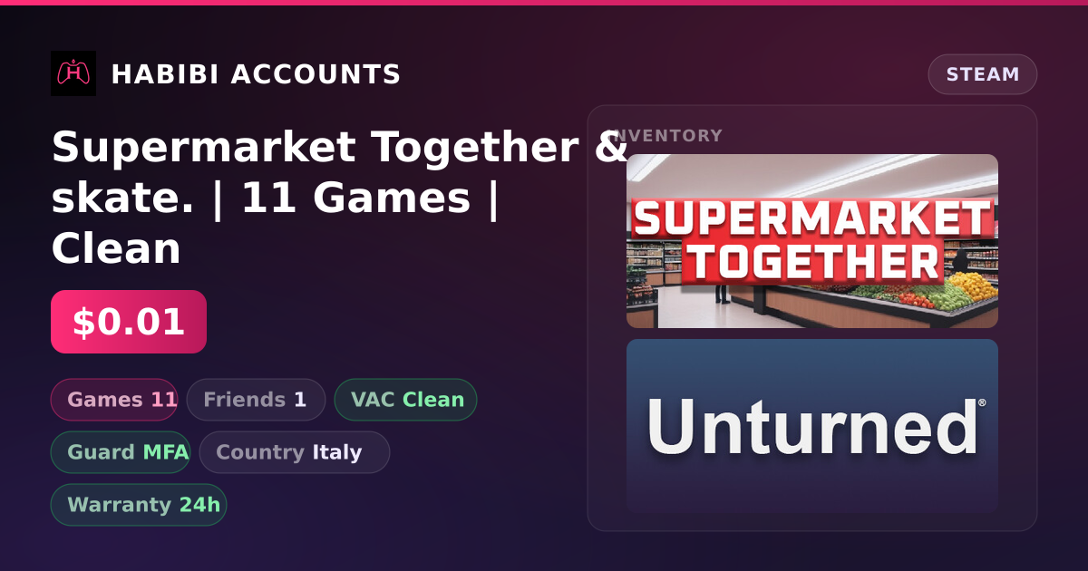 Supermarket Together & skate. | 11 Games | Clean — HabibiAccounts