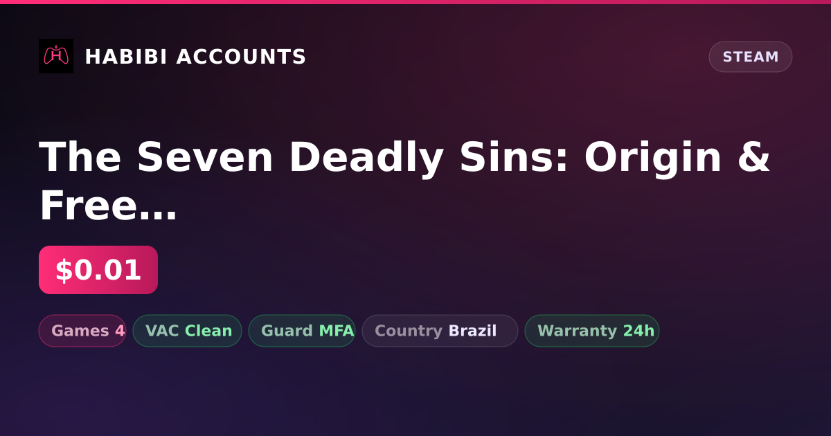 The Seven Deadly Sins: Origin & Free CS2 (No Prime) — HabibiAccounts