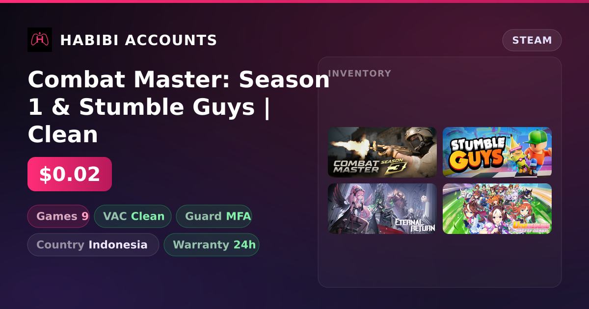 Combat Master: Season 1 & Stumble Guys | Clean — HabibiAccounts